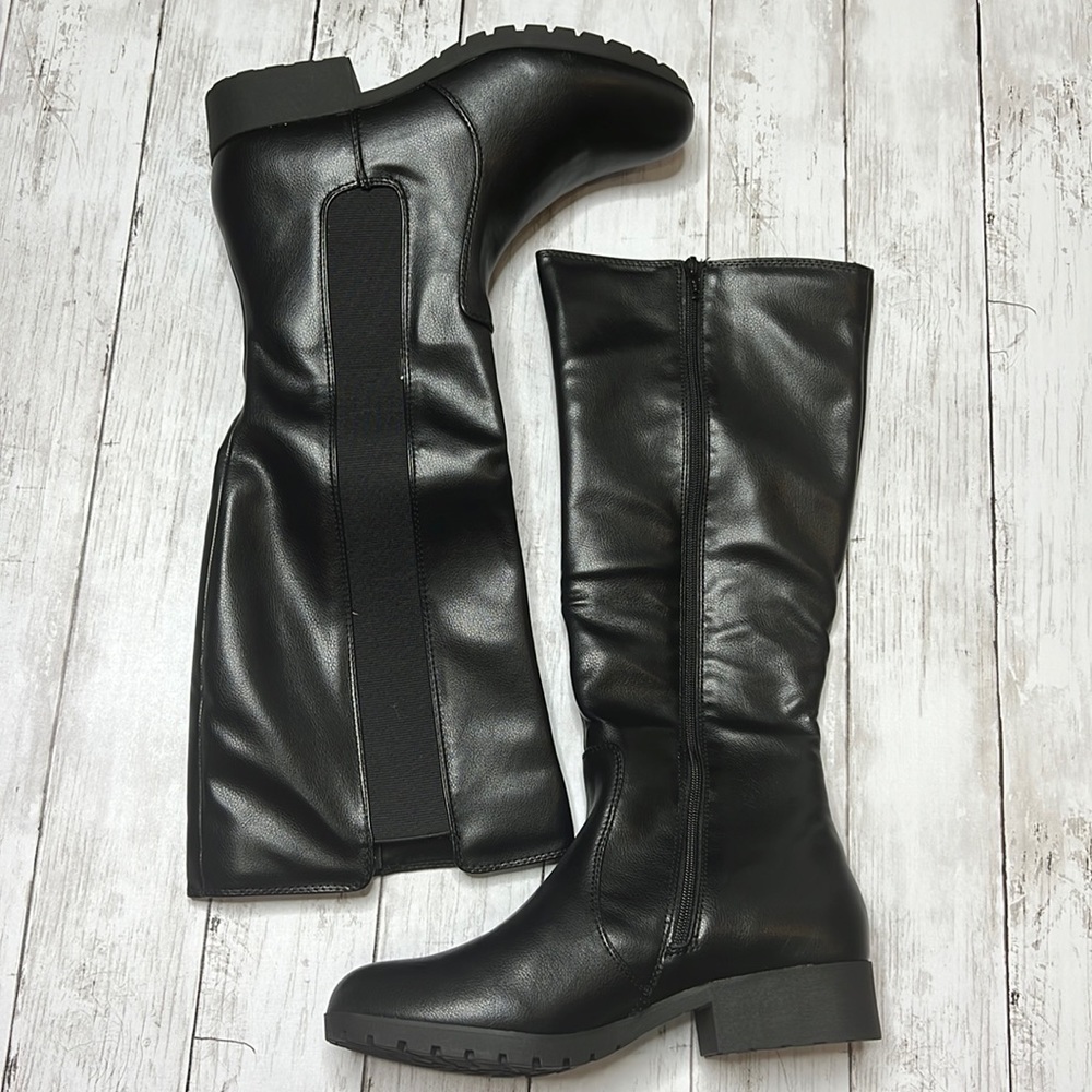 NIB SO Tall Riding Black Faux Leather Boots
